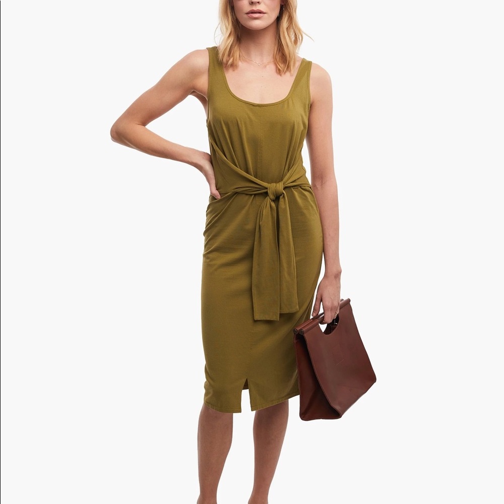 Able Gwen knot front dress in olive